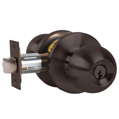 FALCON Grade 2 Entry/Office Cylindrical Lock, Key in Lever Cylinder, Hana Knob, Standard Rose, Dark Oxidize W511PD HAN 613